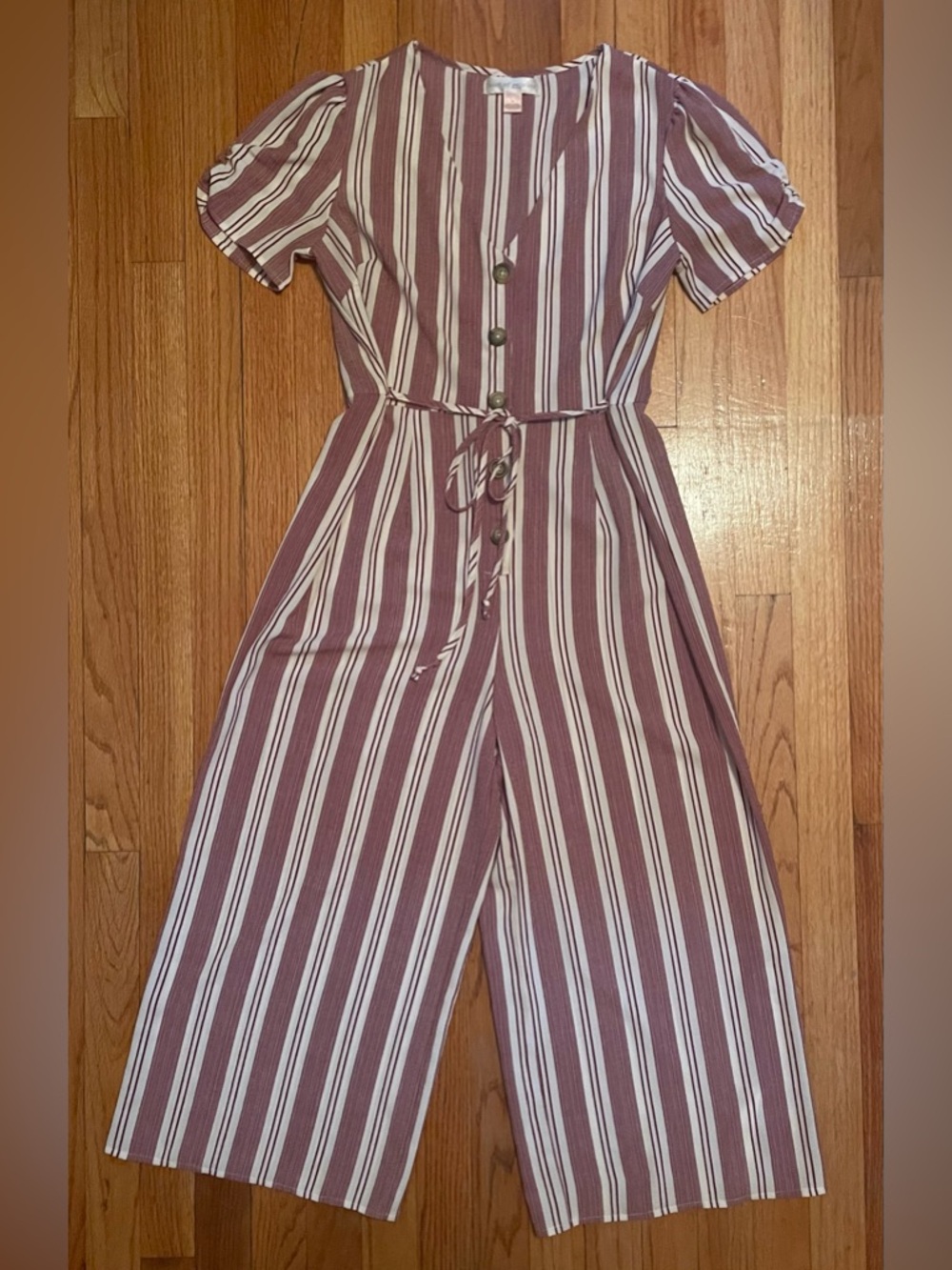 Band Of Gypsies Striped Short-Sleeve Wide-Leg Pants Jumpsuit Women’s Size M